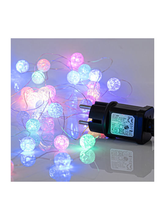 Серия 100 Мини LED 2см 4.5v Акрилни Топки 2см Трансформатор Удължител Захранване 300см Сребърна Мед Опал LED Всеки 5см IP44