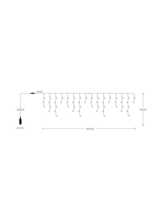 119 Lichterketten LED 5m. x 50cm Warmes Weiß Typ Regen 1Stück