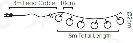 80 Lights LED 11m. Multicolor in String 1pcs