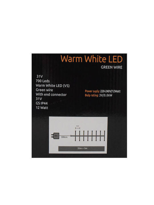 700 Lights LED 38m. Warm White in String 1pcs