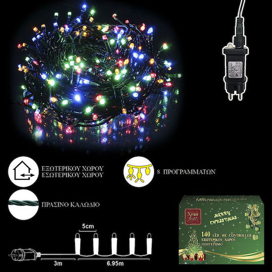 140 Λαμπάκια LED 10μ. Πολύχρωμα σε Σειρά