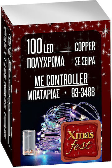 100 Lights LED 10.3m. Multicolor Battery in String 1pcs