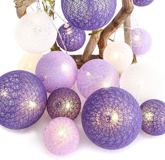 20 Lights LED 2.85m. Warm White Battery in String 1pcs