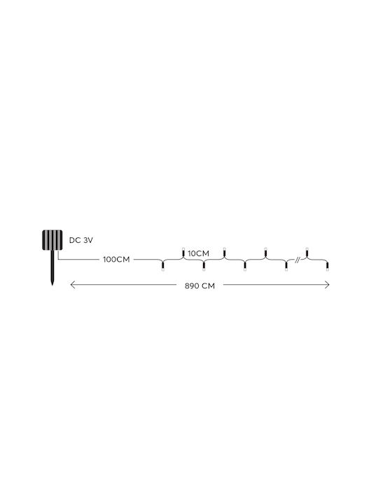80 Λαμπάκια LED 8.9μ. Θερμό Λευκό Ηλιακά σε Σειρά