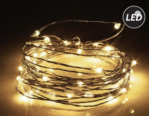 100 Lights LED 10m. Warm White in String 1pcs