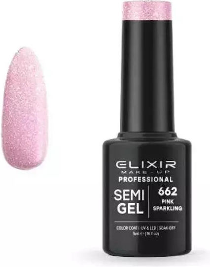 Elixir Semi Gel Ημιμόνιμο Βερνίκι Νυχιών 662 με Glitter 8ml
