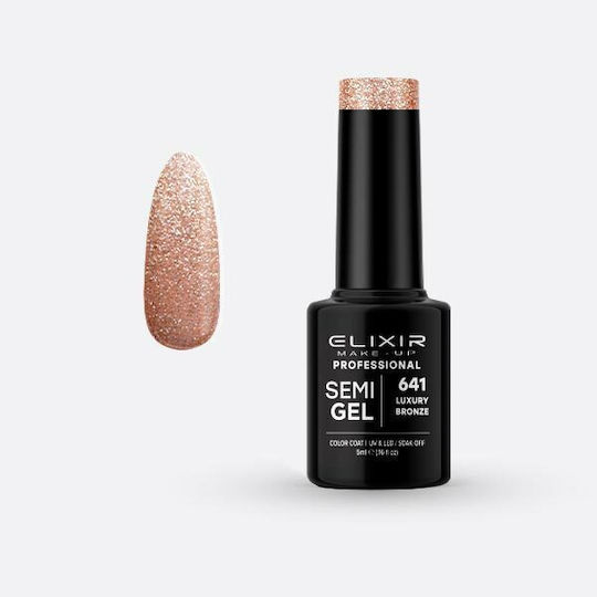 Elixir Semi Gel Хибриден Лак за Нокти 641 Luxury Bronze с Glitter 5мл 1бр