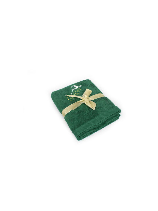 Dimcol Christmas Towel Set 2 Pieces 30x50 50x90 Reindeer Green 100% Cotton