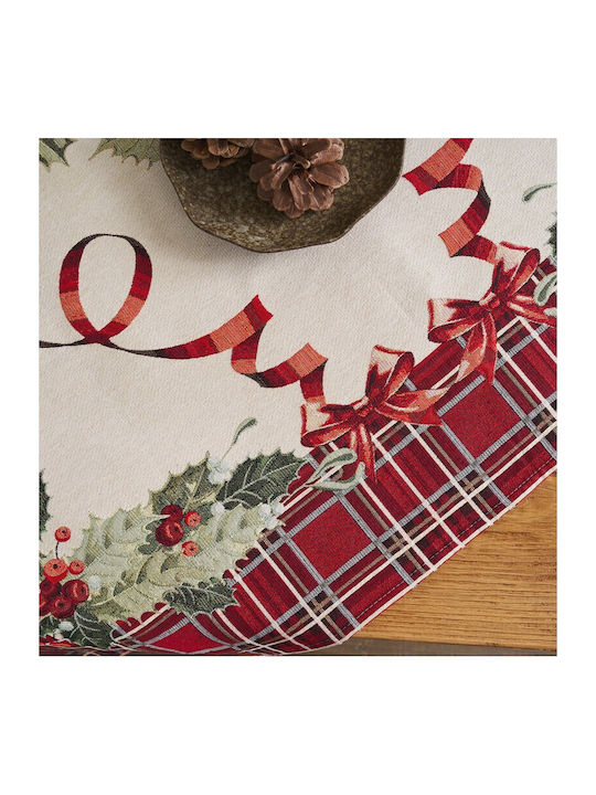 Gofis Home Christmas Tablecloth Square Fabric Beige L100xW100cm.