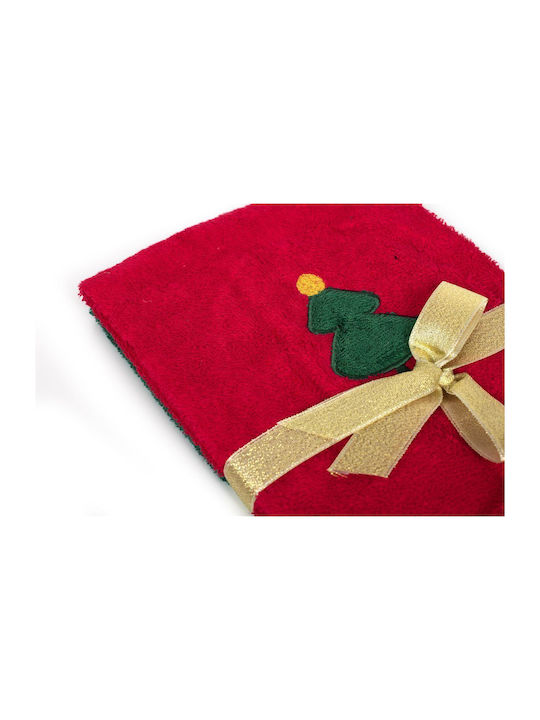 Dimcol Χριστουγεννιάτικο Σετ Πετσέτες 2 Τεμ 40x60 Christmas Tree Κόκκινο-πράσινο 100% Cotton