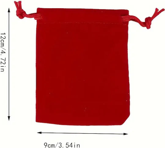 Panora Fabric Christmas Pouch for Gift Red 9x12cm.