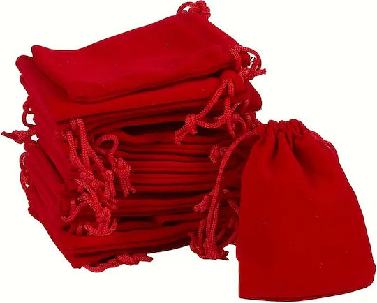 Panora Fabric Christmas Pouch for Gift Red 9x12cm.