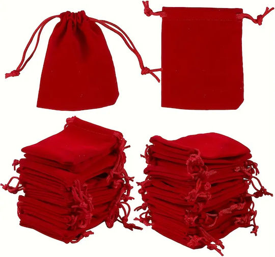 Panora Fabric Christmas Pouch for Gift Red 9x12cm.
