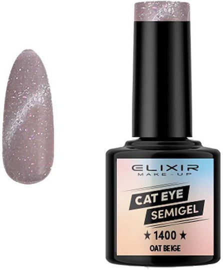 Elixir Semi Хибриден Лак за Нокти Oat Beige 1400 Котешко око 8мл 1бр