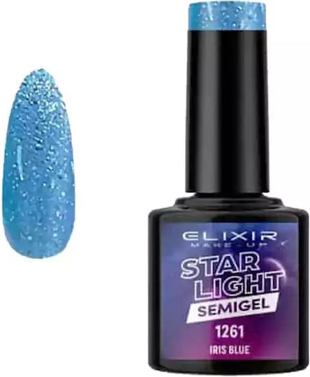 Elixir Star Light Хибриден Лак за Нокти 1261 Iris Blue с Glitter 8мл 1бр