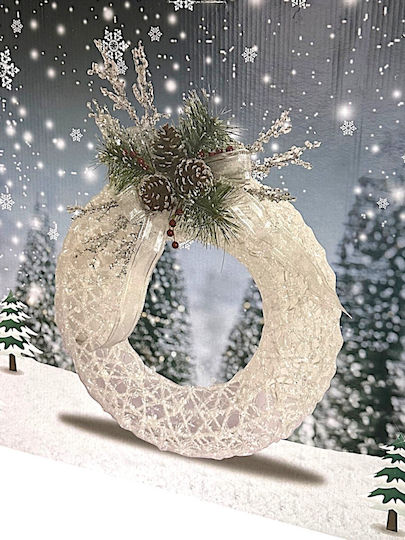 Weihnachtsdekoration Metallisch Kranz Beleuchtet Strom mit Durchmesser 48cm.