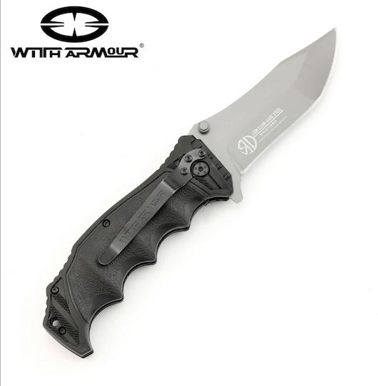 WithArmour Lion Claw K Pocket Knife Black in Sheath