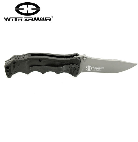 WithArmour Lion Claw K Pocket Knife Black in Sheath