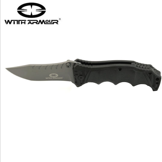 WithArmour Lion Claw K Pocket Knife Black in Sheath