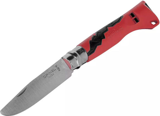 Opinel No 7 Outdoor Junior Pocket Knife Red with Blade made of Stainless Steel in Sheath