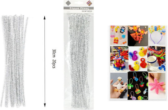 Pipe Cleaners for Crafts Silver 30 cm 20 Pcs