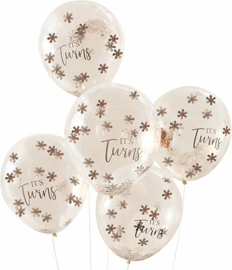 Set of 5 Balloons Latex Rose Gold It's Twins 30.5cm