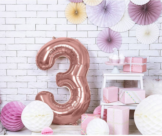 Party Deco Foil Balloon Number "3" 86cm Universal Rose Gold