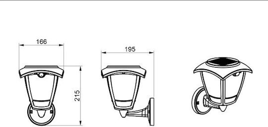 Eurolamp Wall Mounted Solar Light Traffic light 3W 400lm Warm to Cool White with Motion Sensor IP44 16.5cmx22.5cmx21cmcm