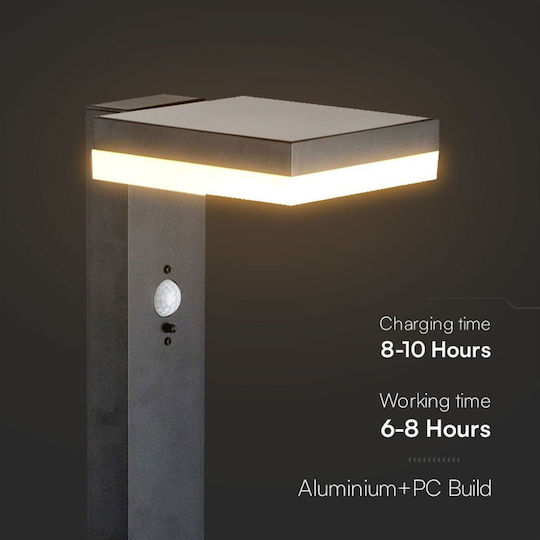 V-TAC Solar Light Floor Column 5.5W 220lm Warm White 3000K with Motion Sensor IP54 15.5cmx22.9cmx15.5cmcm