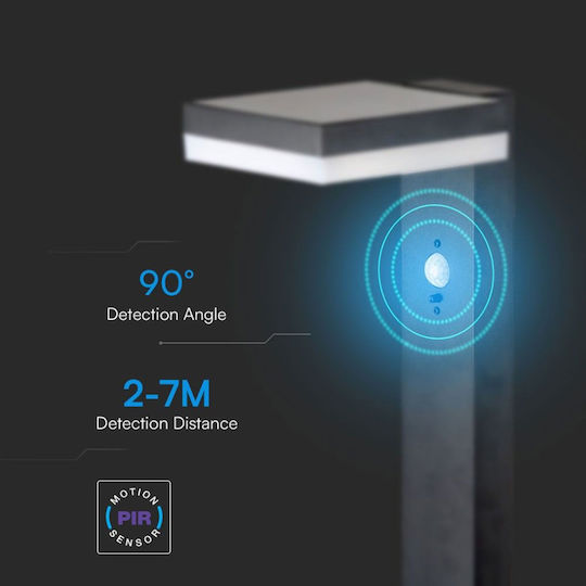 V-TAC Solar Light Floor Column 5.5W 220lm Warm White 3000K with Motion Sensor IP54 15.5cmx22.9cmx15.5cmcm
