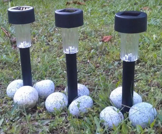 Set of 10 Stake Solar Lights with Cold White Light 21cmx4.5cmcm