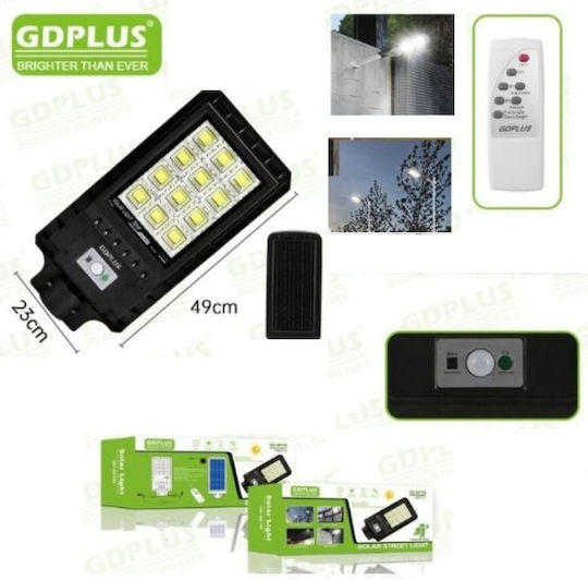 GDPLUS Ηλιακό Φωτιστικό Δρόμου 150W με Αισθητήρα Κίνησης, Φωτοκύτταρο και Τηλεχειριστήριο IP65 23x49εκ.
