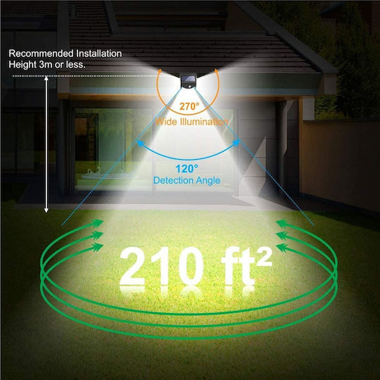 Solarleuchte 6W 480lm Kaltweiß 6000K mit Bewegungssensor IP65