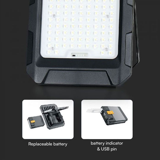 V-TAC Στεγανός Ηλιακός Προβολέας LED 15W Φυσικό Λευκό 4000K με Τηλεχειριστήριο IP65