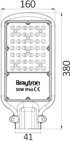Braytron Ηλιακό Φωτιστικό Δρόμου 50W με Ψυχρό Λευκό Φως 6500K IP66