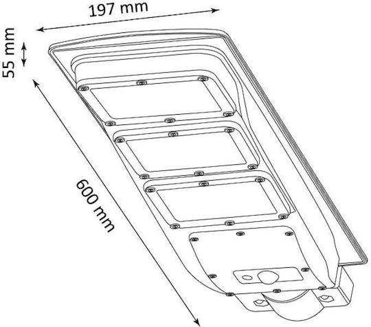 Polux Lampă Solară Stradală 9W 1100lm Alb Rece 6000K cu Senzor de Mișcare, Fotocelulă și Telecomandă IP65 5.5cmx19.7cmx60cmcm