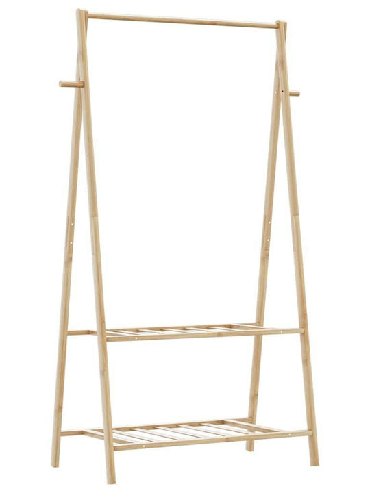 vidaXL Floor Garment Rack made of Bamboo Brown 96x45.5x150.5cm