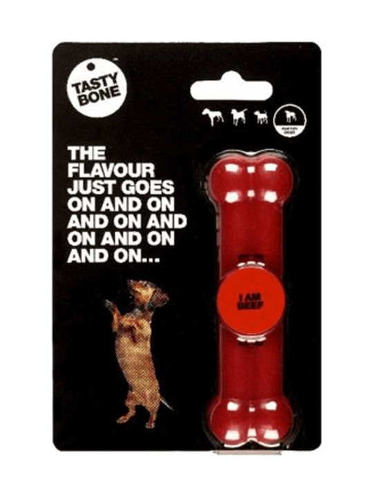 Tasty Bone Beef Nylon Knochenspielzeug Hund mit Geschmack Rindfleisch Groß 17εκ. Rot 1Stück