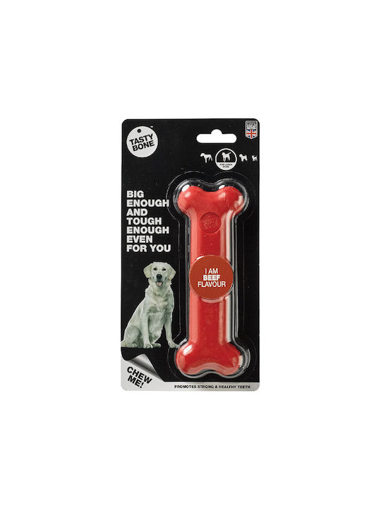 Tasty Bone Beef Nylon Knochenspielzeug Hund mit Geschmack Rindfleisch Groß 17εκ. Rot 1Stück