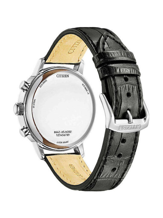 Citizen Men's Watch 42mm Chronograph Eco - Drive with Black Leather Strap
