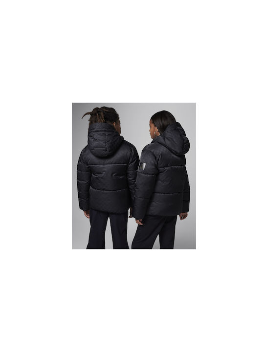 Jordan Waterproof Kids Quilted Jacket Long with Lining & Hood Black