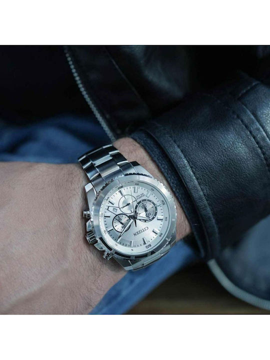 Citizen Men's Watch 44mm Chronograph Battery with Silver Metal Bracelet