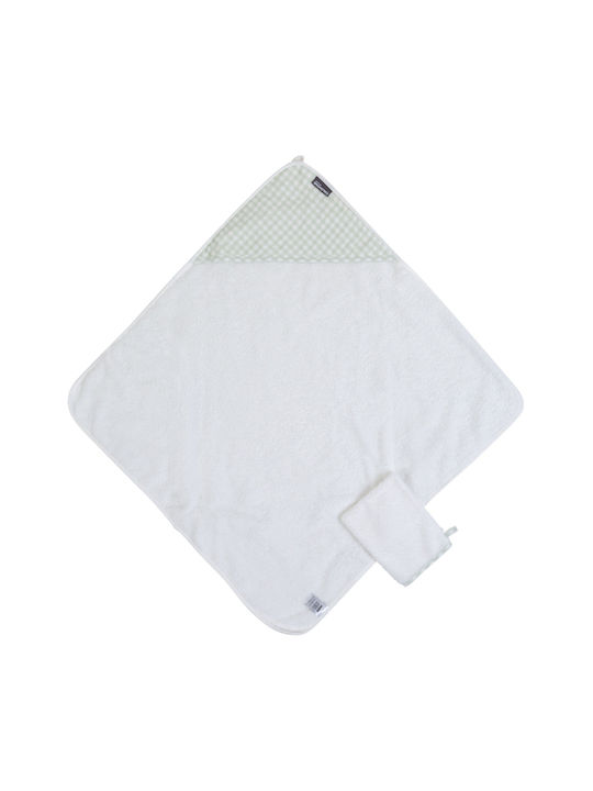 Childhome Set De Baie Pentru Bebeluşi Cu Glugă Verde 80x80cm