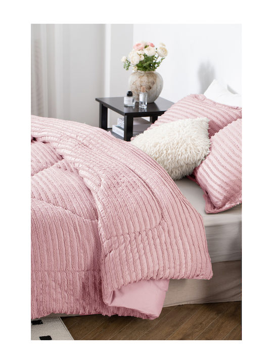 Saray Home Duvet Set Single with Microfiber Filling 160x220cm Ruffles Pink 2pcs 200 GSMGsm