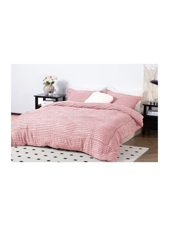 Saray Home Duvet Set Single with Microfiber Filling 160x220cm Ruffles Pink 2pcs 200 GSMGsm