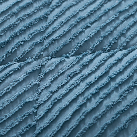 Saray Home Set Pilotă Super Dublu cu Umplutură Microfiber 220x240cm Ruffles Benzină 3buc 200 g/mp²Gsm