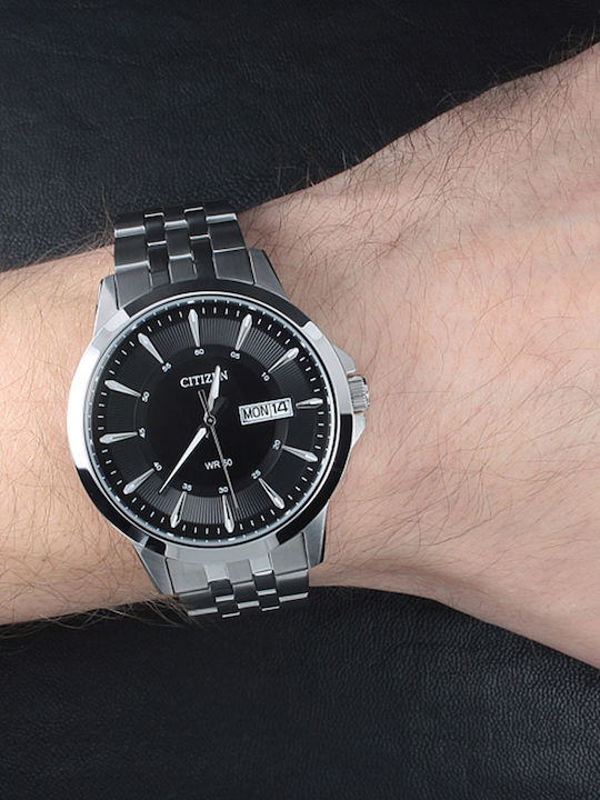 Citizen Ανδρικό Ρολόι 41mm Μπαταρίας με Ασημί Μεταλλικό Μπρασελέ