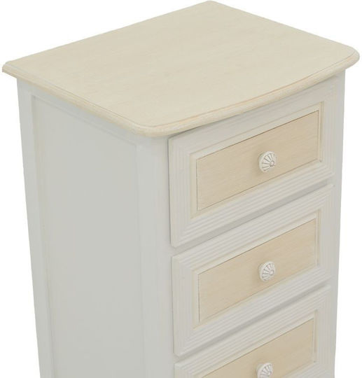 Joliene Wooden Chest of Drawers Antique White-Natural 40x34.5x82cm