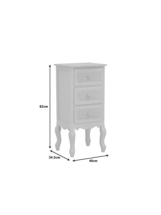 Joliene Wooden Chest of Drawers Antique White-Natural 40x34.5x82cm
