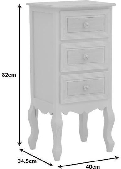 Joliene Wooden Chest of Drawers Antique White-Natural 40x34.5x82cm